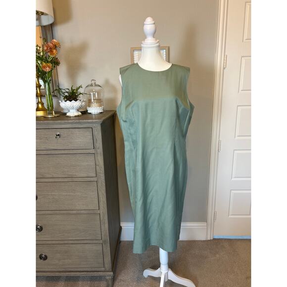 Talbots | (NWT) Silk/Cotton Blend Sage Green Sheath Dress | 16 - Picture 3 of 11